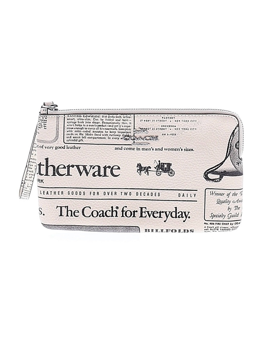 Coach Newspaper Print large Leather Wristlet wallet